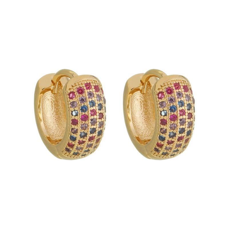 Brinco Argola Colorida Fernanda Médio Banho Ouro 18k Semijoia