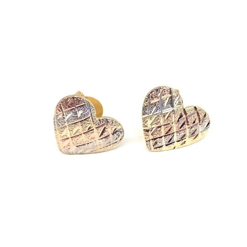 Brinco Coração Detalhado Mix de Cores Banho Ouro 18k Semijoia