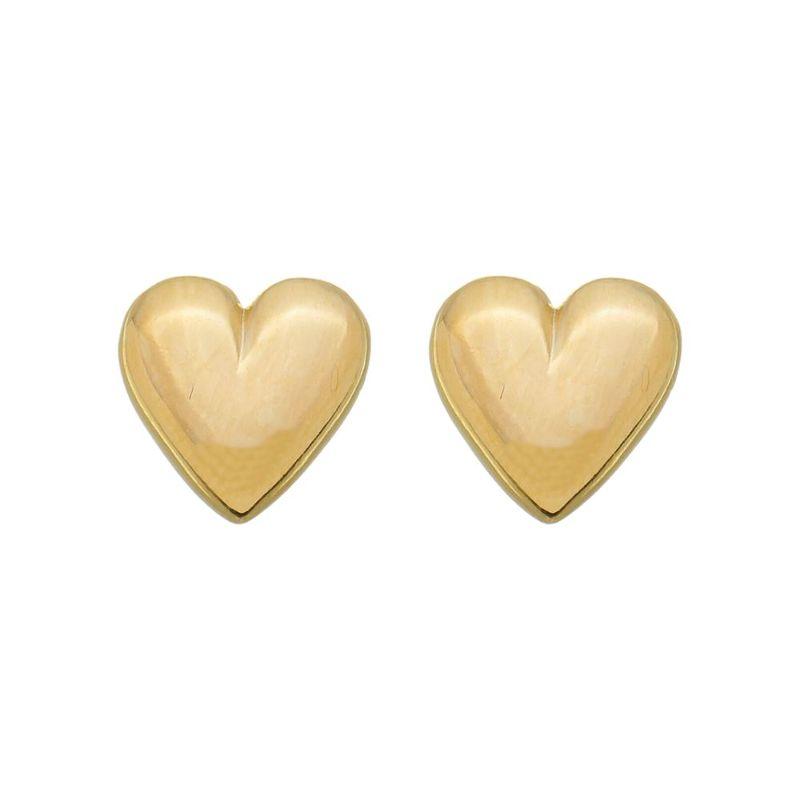 Brinco Coração Livia Ouro Grande Banho Ouro 18k Semijoia