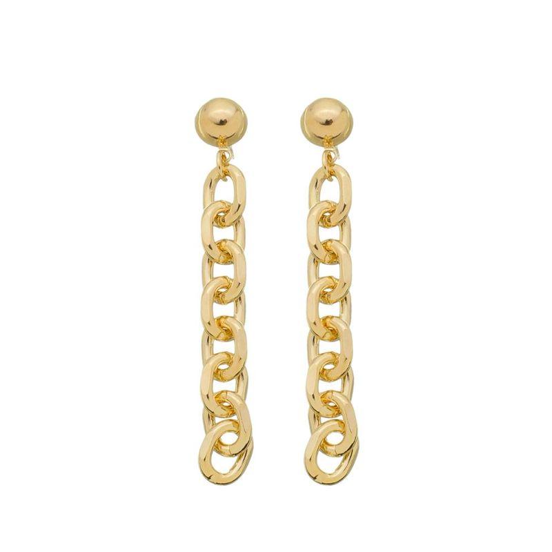 Brinco Redondo com Corrente Banho Ouro 18k Semijoia