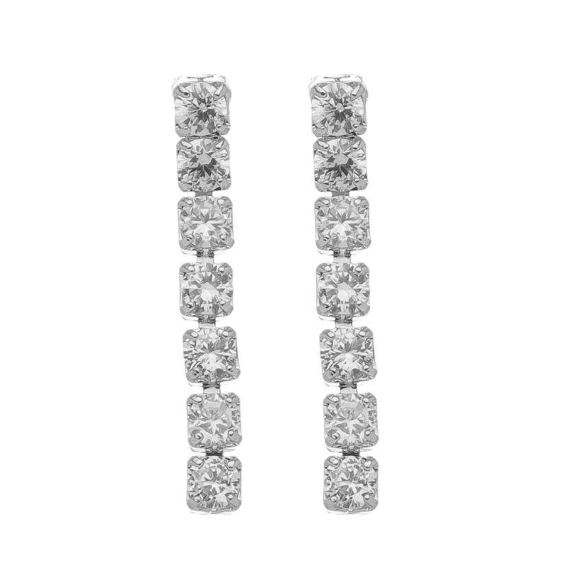 Brinco Riviera Cristal Médio Banho Ouro 18k Semijoia