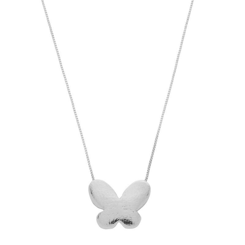 Colar Borboleta Essencial 45CM Banhado Em Ródio