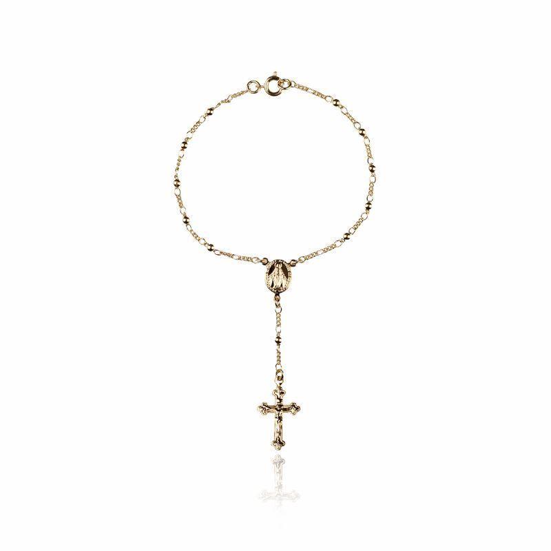 Pulseira Terço Nossa Senhora Essencial Banhado Em Ouro