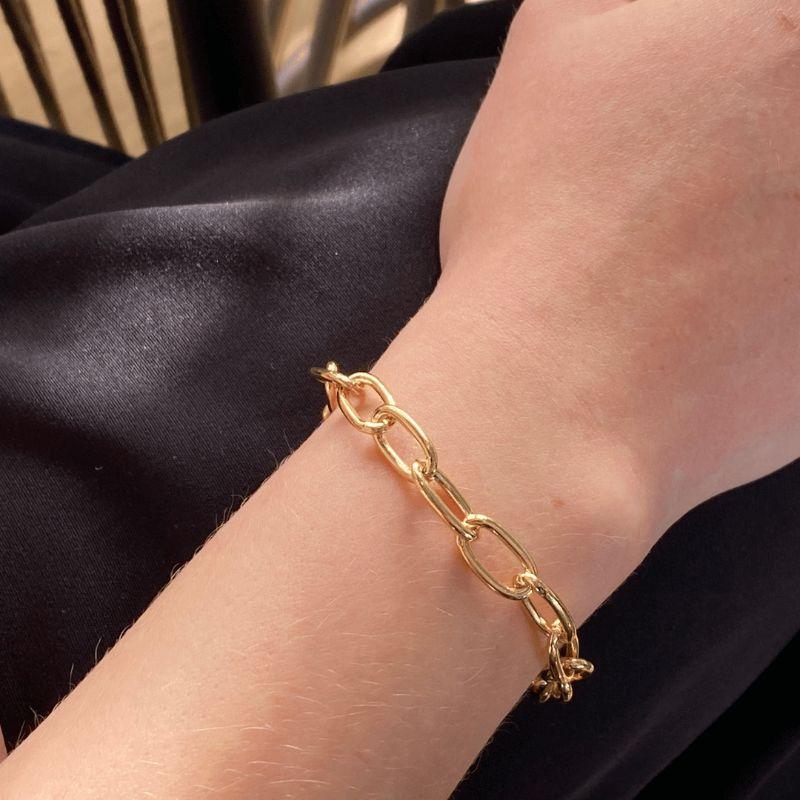 Pulseira De Elos Grandes Best-seller Banhado Em Ródio