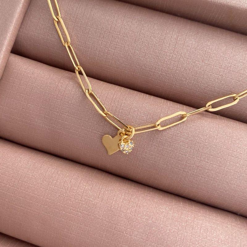 Pulseira Dois Corações Delicados Essencial Banhado Em Ouro