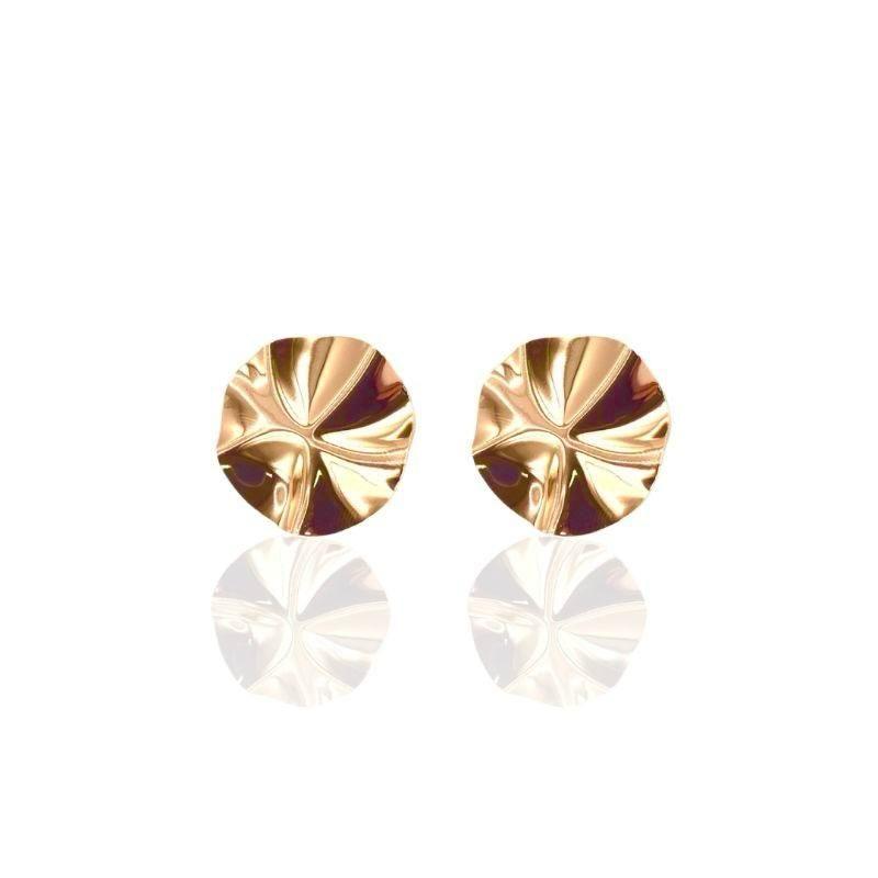 Brinco Orgânico Redondo Mini Banho Ouro 18k Semijoia