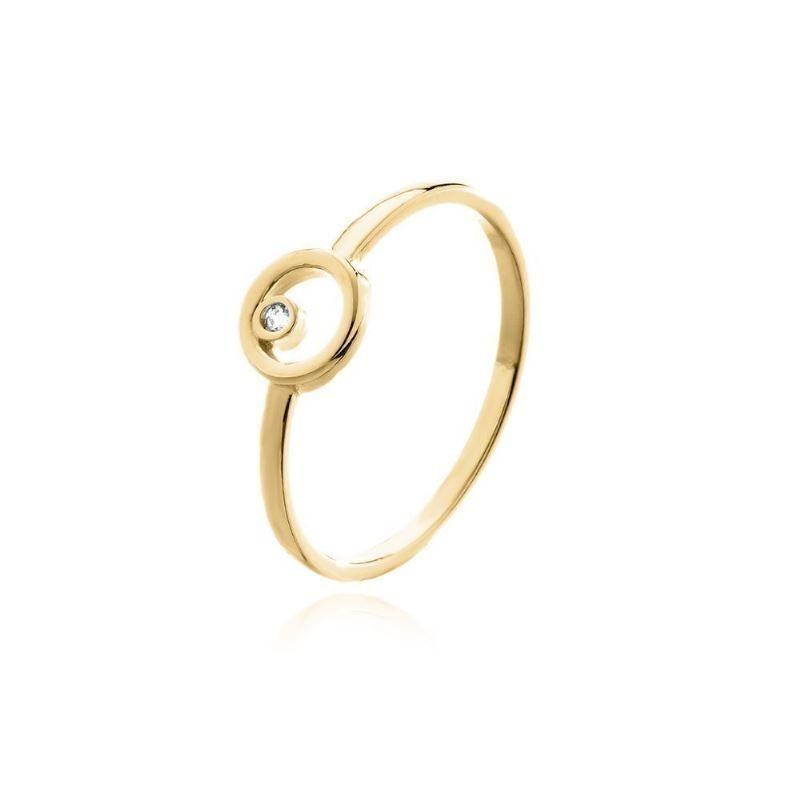 Anel Circulo Com Zirconia Ouro Banhado Em Ouro 18k