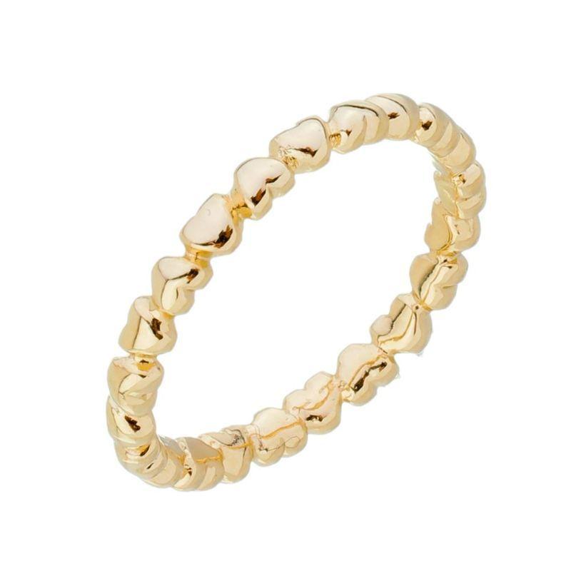 Anel Corações Lado Lado Essencial Banhado Em Ouro 18k