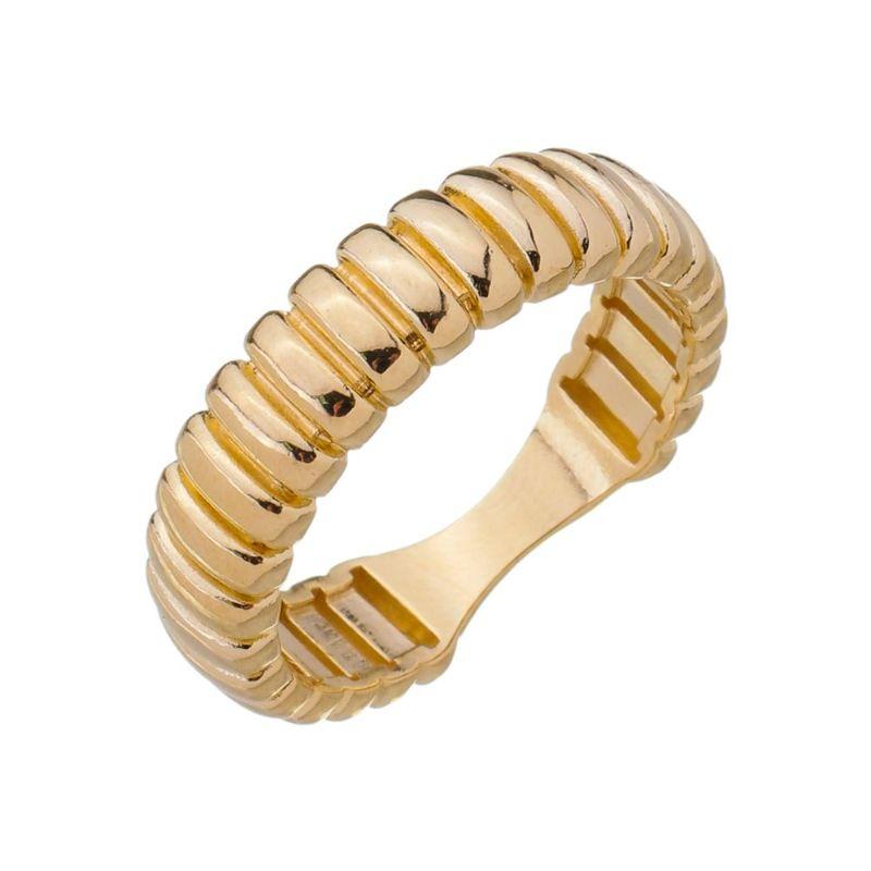 Anel Craquelado Médio Essencial Banhado Em Ouro 18k
