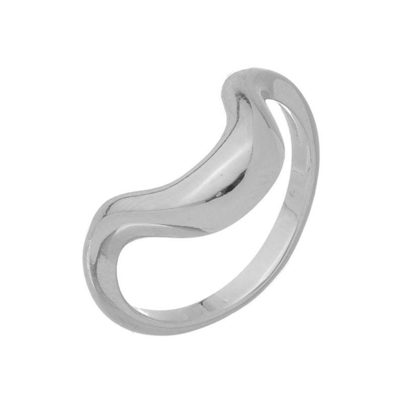 Anel Organico Minimalista Essencial Banhado Em Ródio Branco