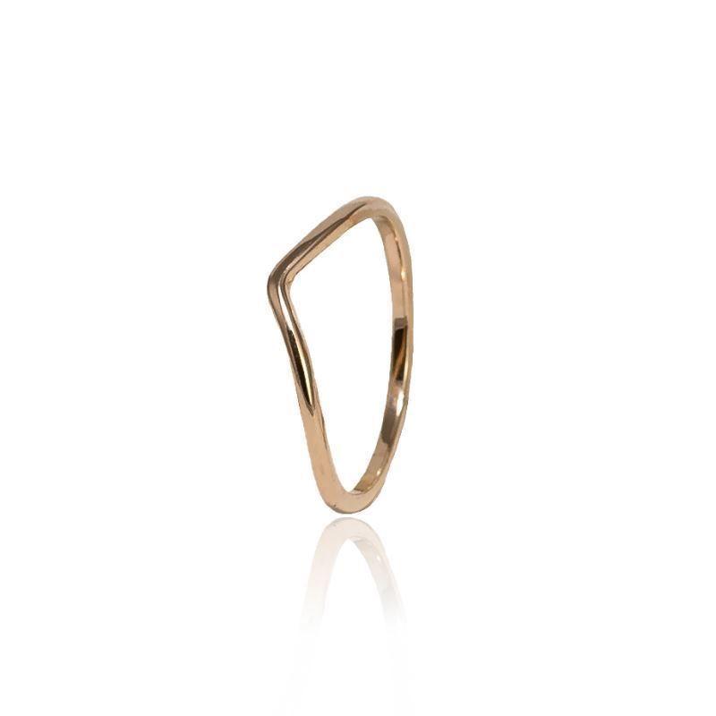 Anel V Liso Essencial Banhado Em Ouro 18k