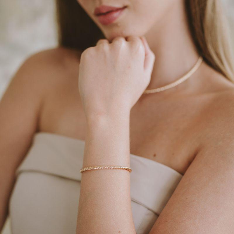 Bracelete Cordão Aurora Banhado Em Ródio