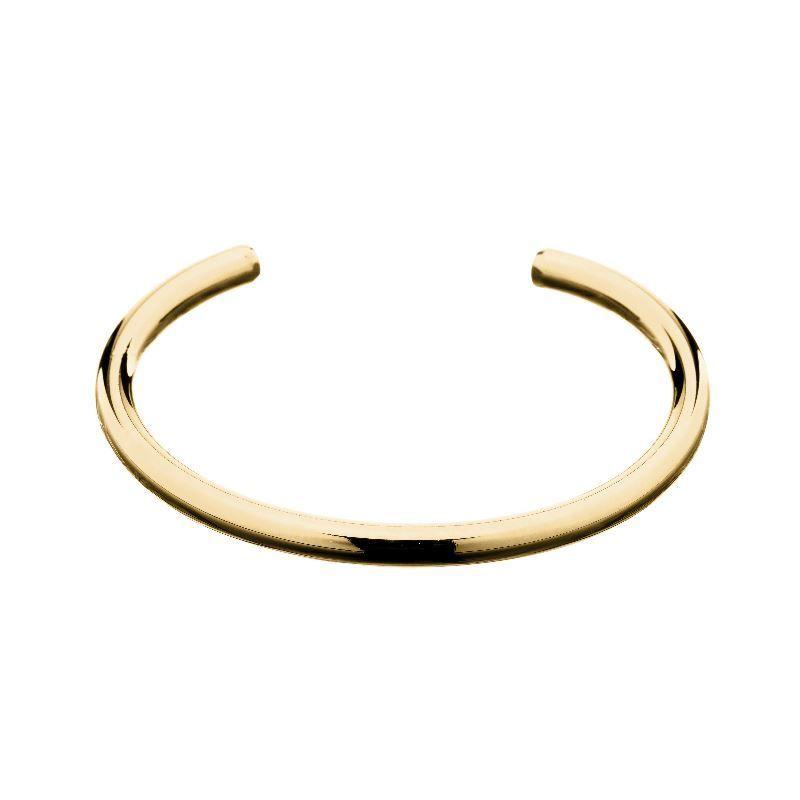 Bracelete Liso Grosso Essencial Banhado Em Ouro