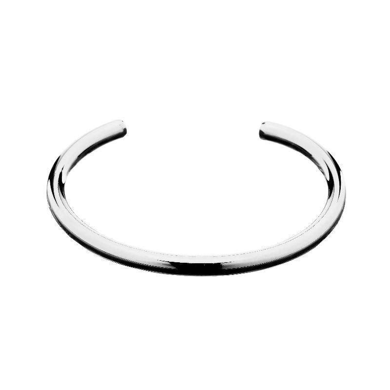 Bracelete Liso Grosso Essencial Banhado Em Ródio