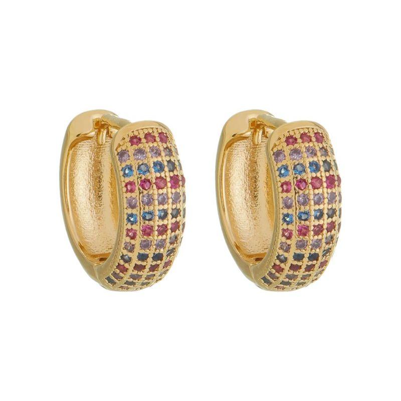 Brinco Argola Colorida Fernanda Grande Banho Ouro 18k Semijoia