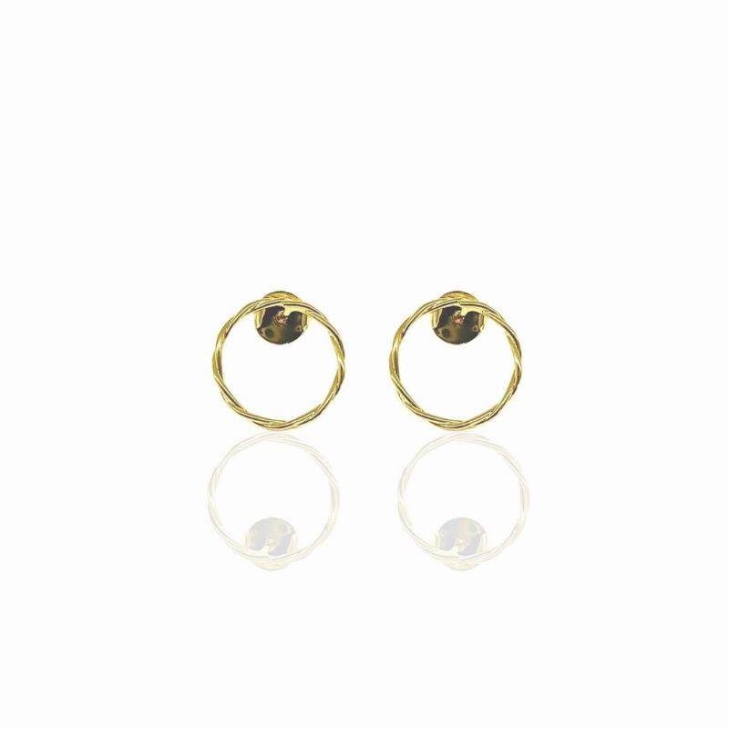 Brinco Circulo Torcidinho Banho Ouro 18k Semijoia