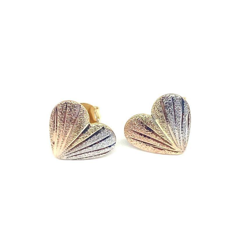 Brinco De Coração Frisado Mix Cores Banho Ouro 18k Semijoia