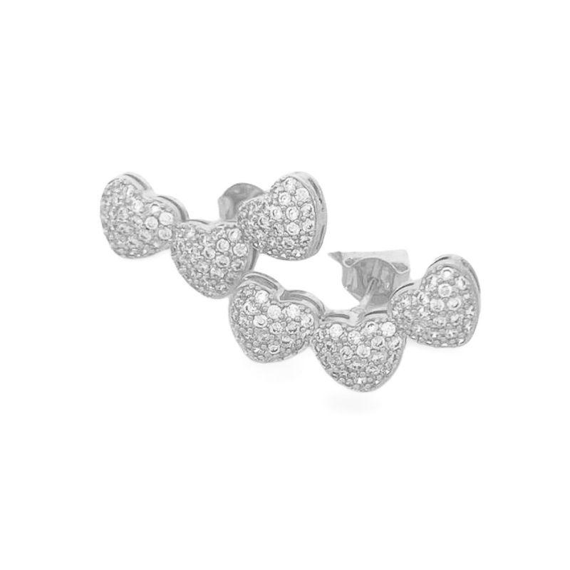 Brinco Earcuff Corações Banho Ouro 18k Semijoia
