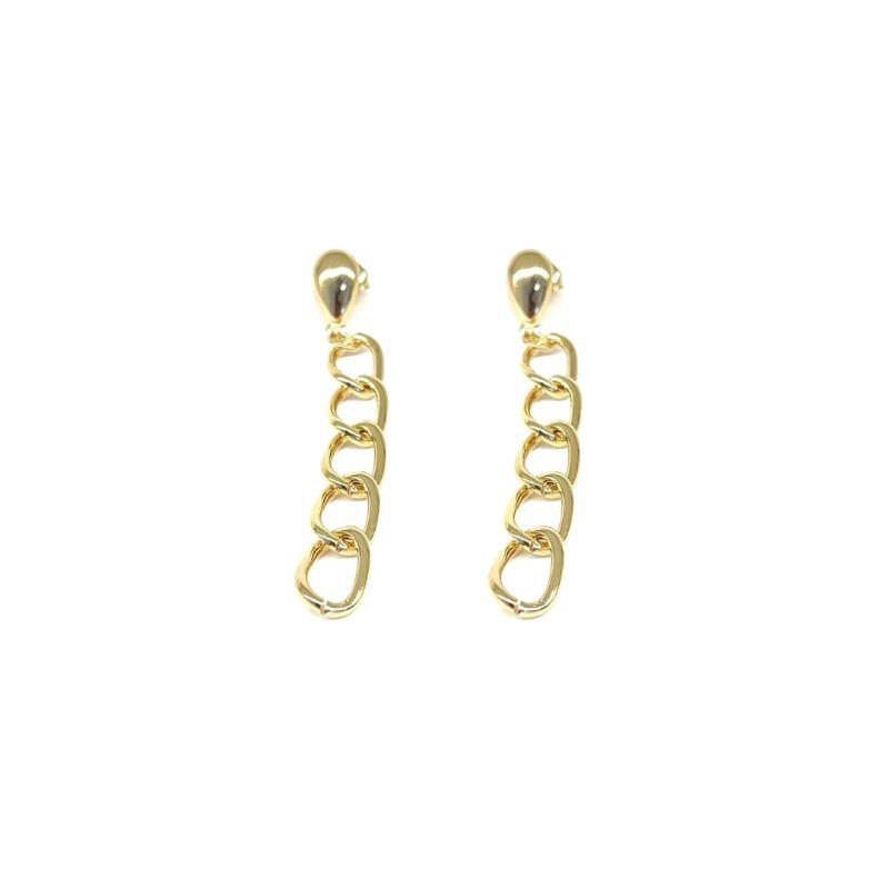 Brinco Elos Liso Banho Ouro 18k Semijoia