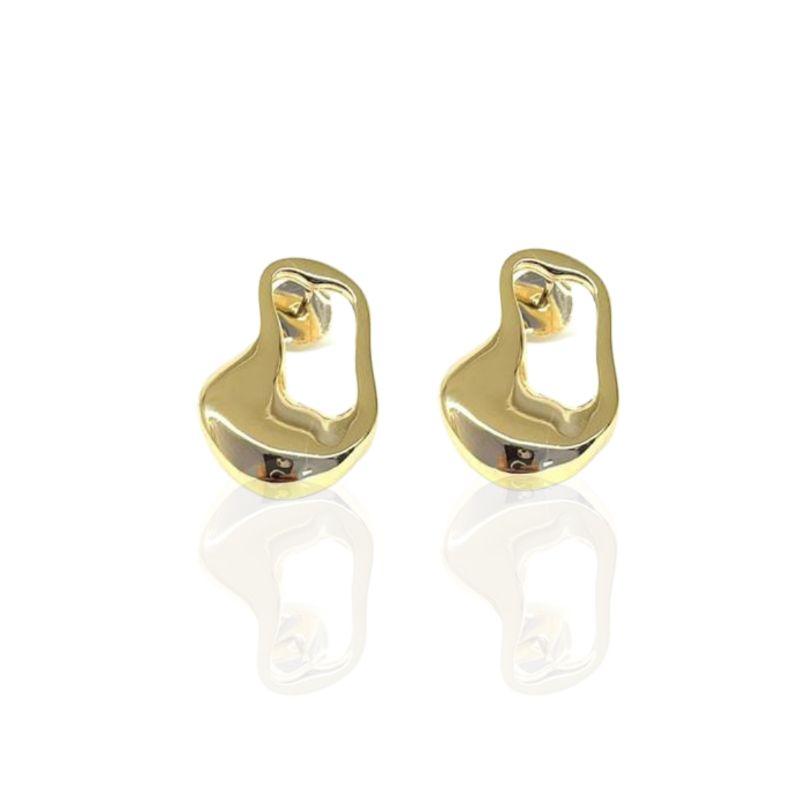 Brinco Minimalista Organico Banho Ouro 18k Semijoia