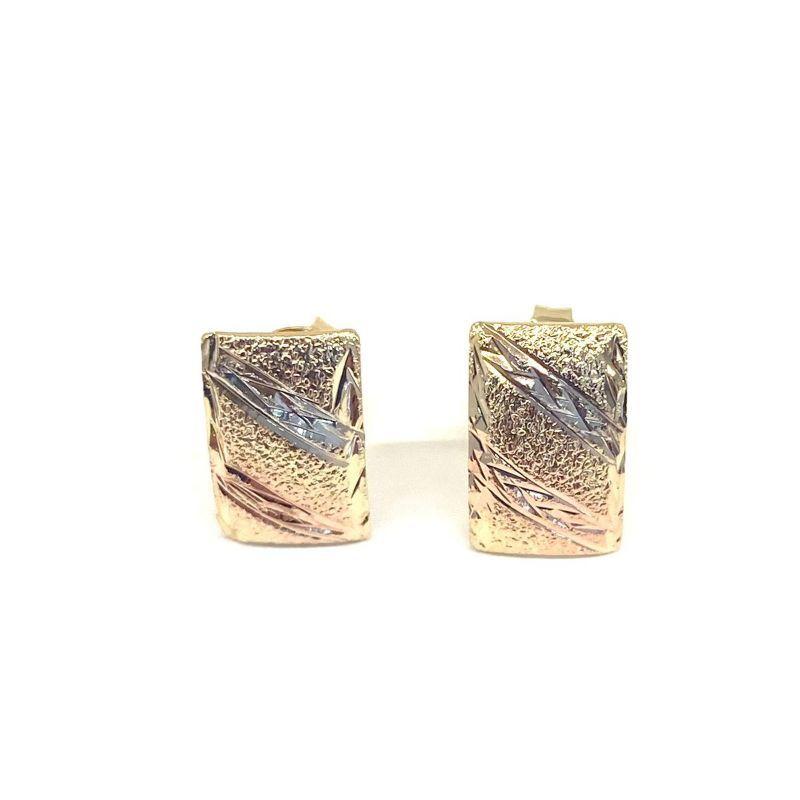 Brinco Retangulo Mix Cores Banho Ouro 18k Semijoia