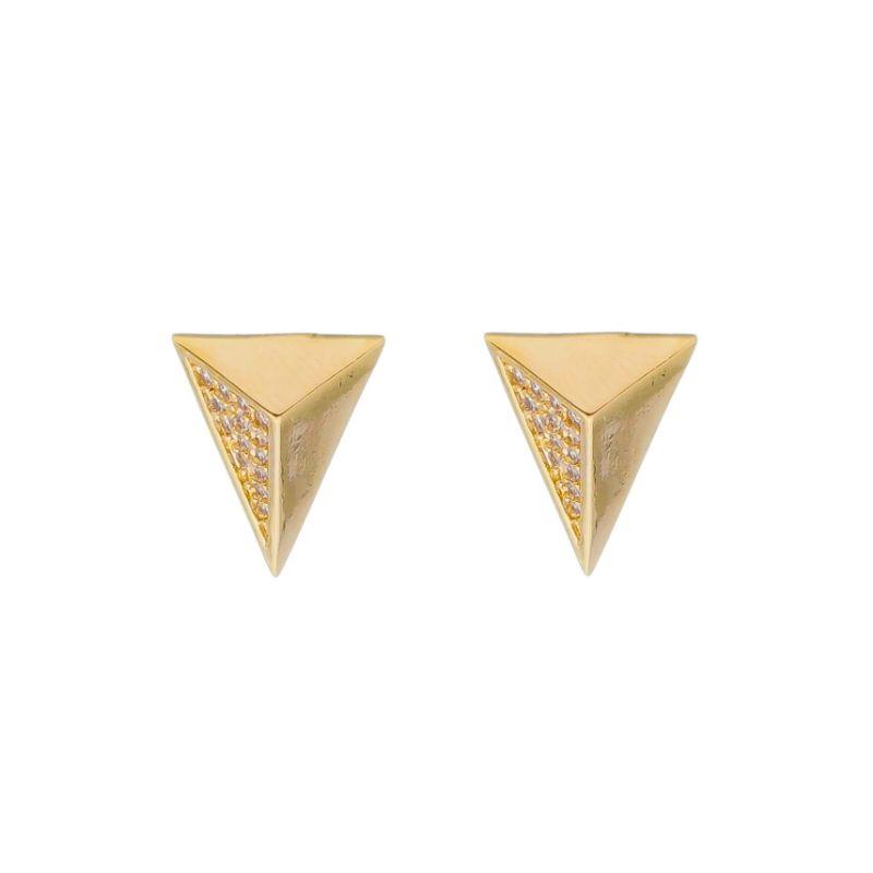 Brinco Triangulo Cravejado Banho Ouro 18k Semijoia