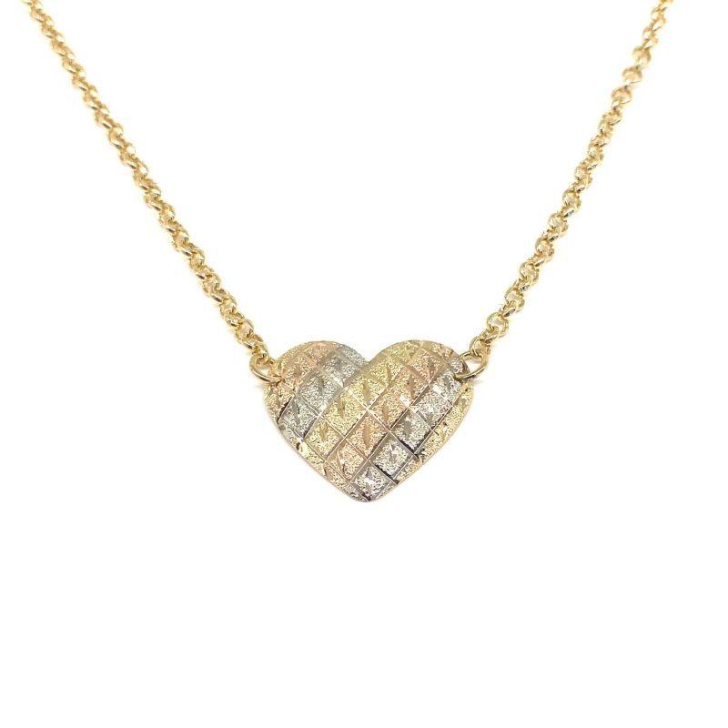 Colar Coração Detalhado Mix De Cores M Dani 45CM Banhado Em Ouro