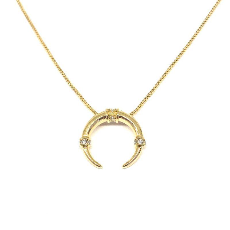 Colar De Lua Cravejada Essencial Banhado Em Ouro