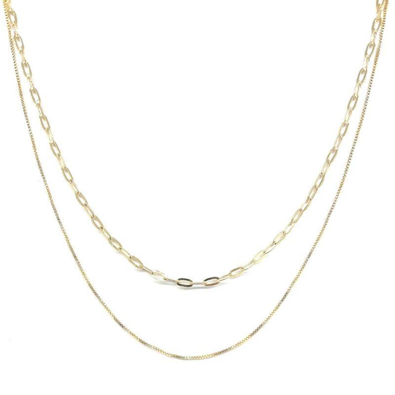 Colar Duplo Elos Essencial Banhado Em Ouro