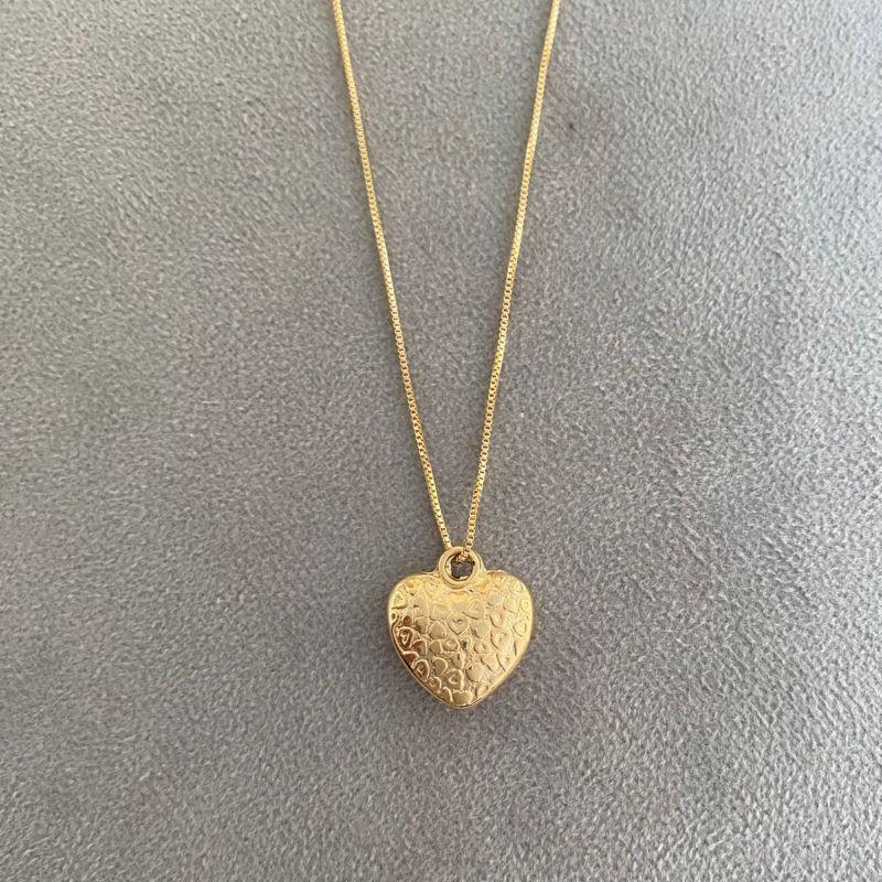Colar Elos Coração Grande Essencial 45CM Banhado Em Ouro