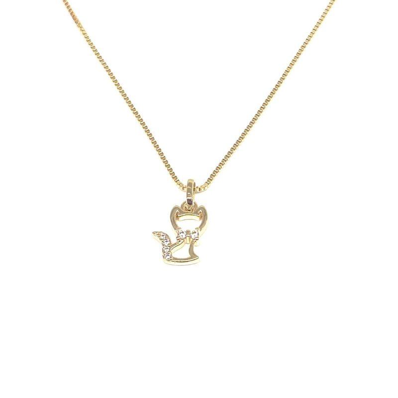 Colar Gatinho Cravejado Essencial Banhado Em Ouro