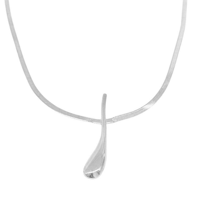 Colar Gota Organico Essencial 45CM Banhado Em Ródio