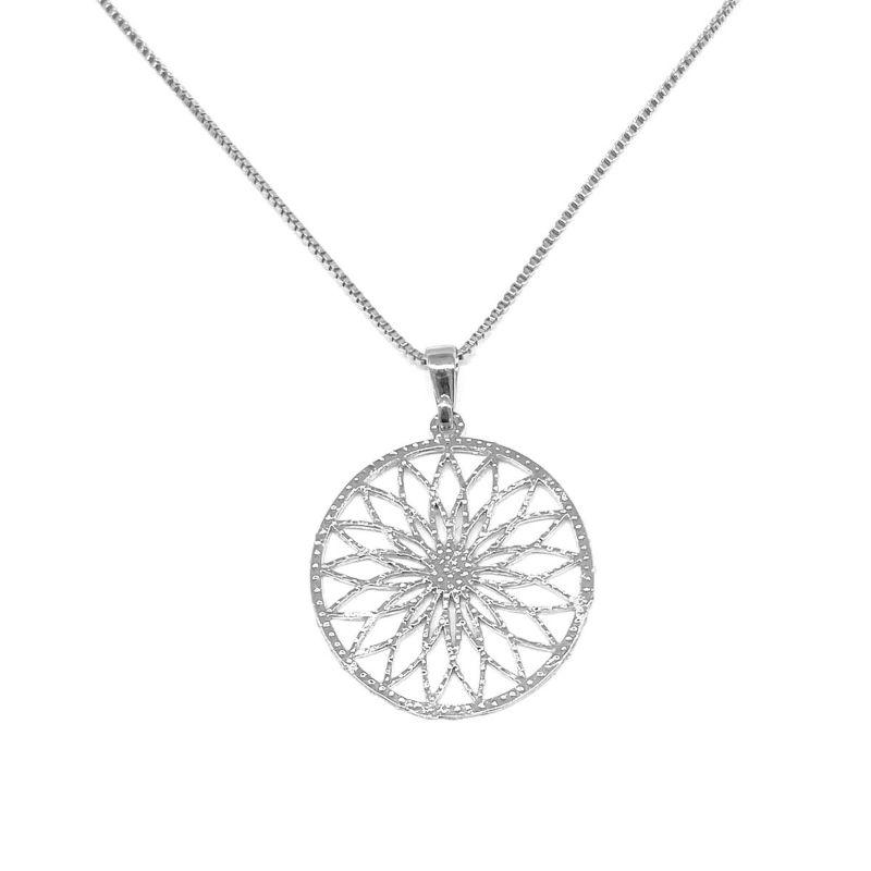 Colar Longo Mandala Coleção Essencial Banhado Em Ródio