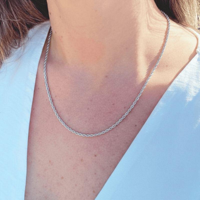 Colar Choker Cordão Baiano Essencial 40CM Banhado Em Ródio