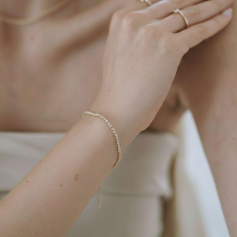 Pulseira Riviera Zircônias 1Mm Best-seller Banhado Em Ouro