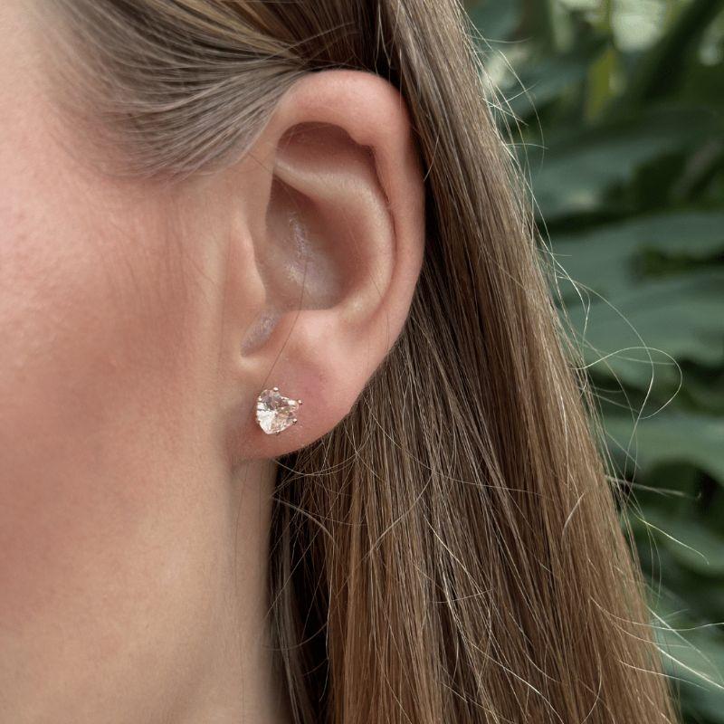 Brinco Coração Zircônia Quartzo Sunshine Rosa Banhado em Ouro 18k