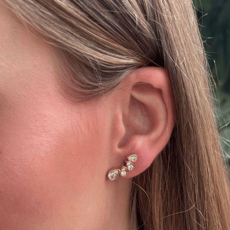 Brinco Ear Cuff Gotas de Microzircônias Sunshine Banhado em Ouro 18k