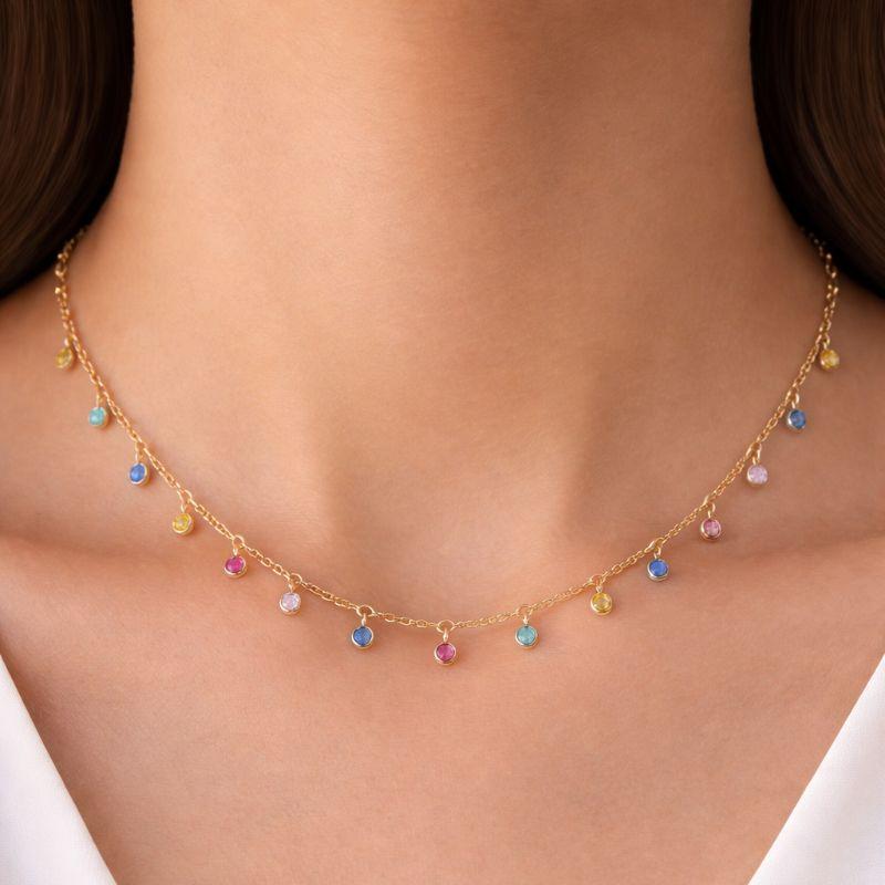 Colar Choker Arco Iris Sunshine 40CM Banhado Em Ouro