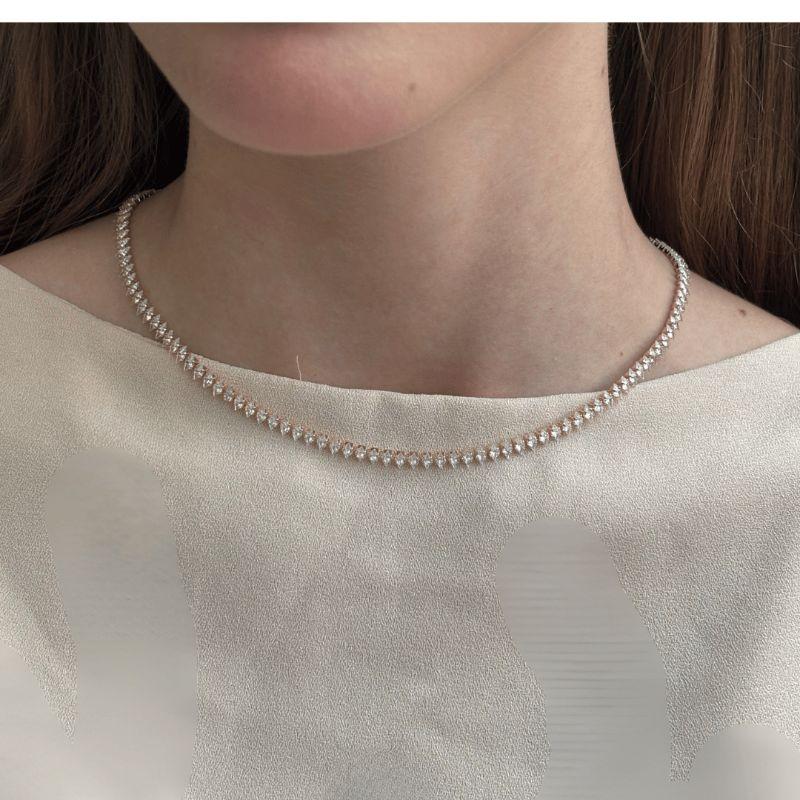 Colar Choker Riviera Zircônia Cristal Lapidação Losango Essencial 40CM Banhado Em Ouro