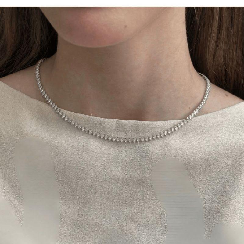Colar Choker Riviera Zircônia Cristal Lapidação Losango Essencial 40CM Banhado Em Ródio