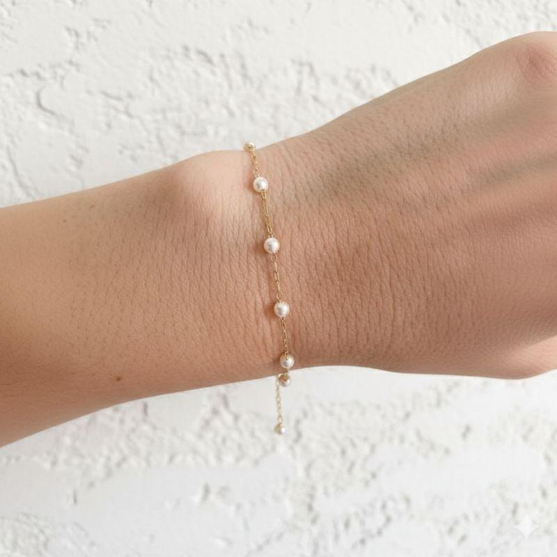 Pulseira De Bolinhas De Pérola Best-seller Banhado Em Ouro