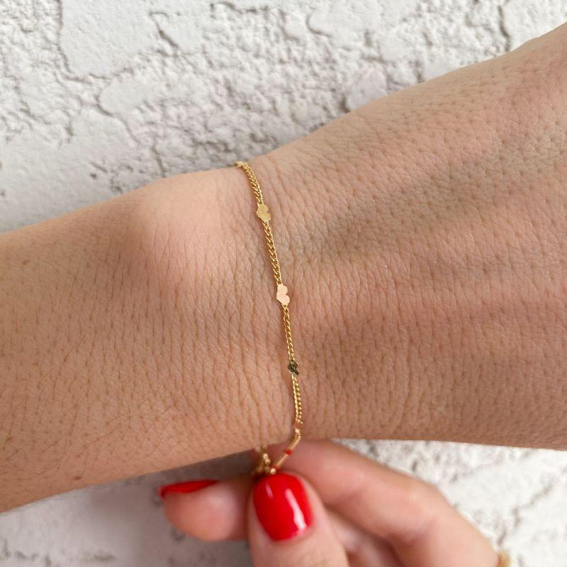 Pulseira Mini Corações Delicada Best-seller Banhado Em Ouro