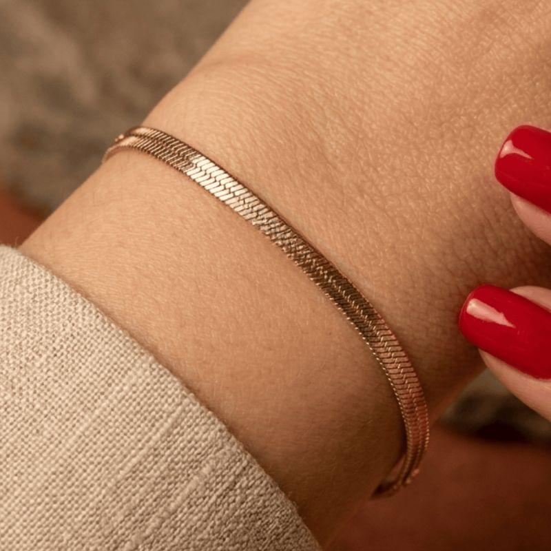 Pulseira Malha Grossa Florescer Banhado Em Ouro 18k