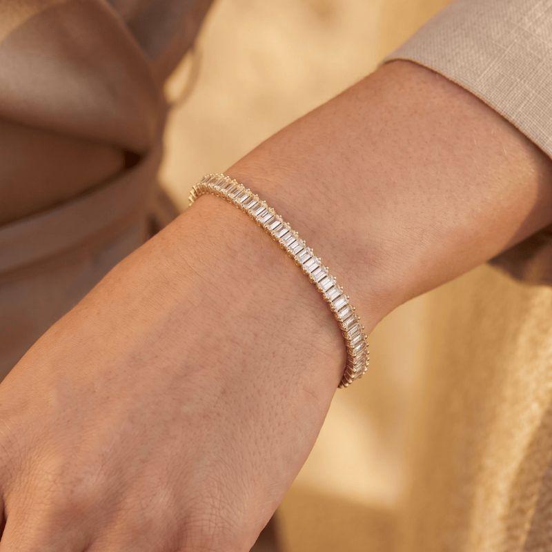 Pulseira Riviera Baguete Florescer Banhado Em Ouro 18k
