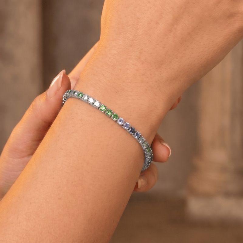 Pulseira Riviera Colorida Florescer Em Ródio