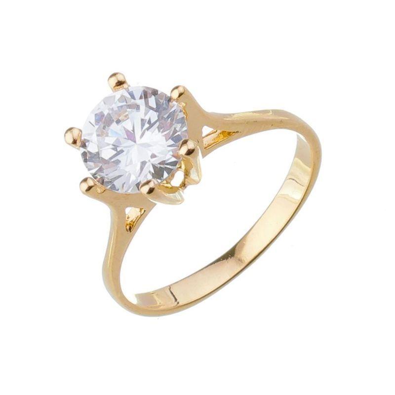 Anel Solitário 6 Garras 8Mm Essencial Banhado Em Ródio Branco