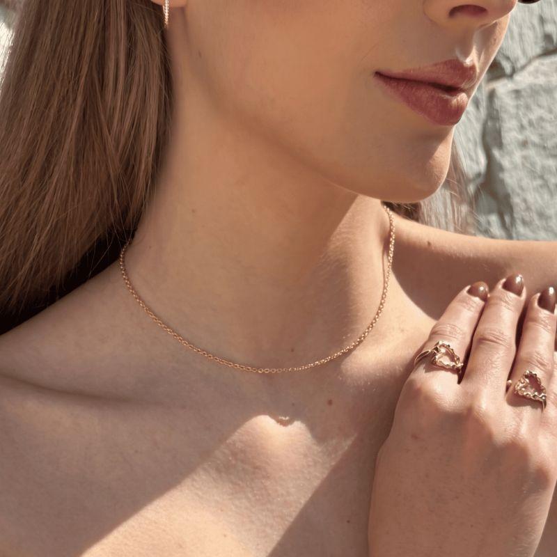 Colar Chocker Cordinha Brilhante Jardim Secreto 35CM Banhado Em Ouro
