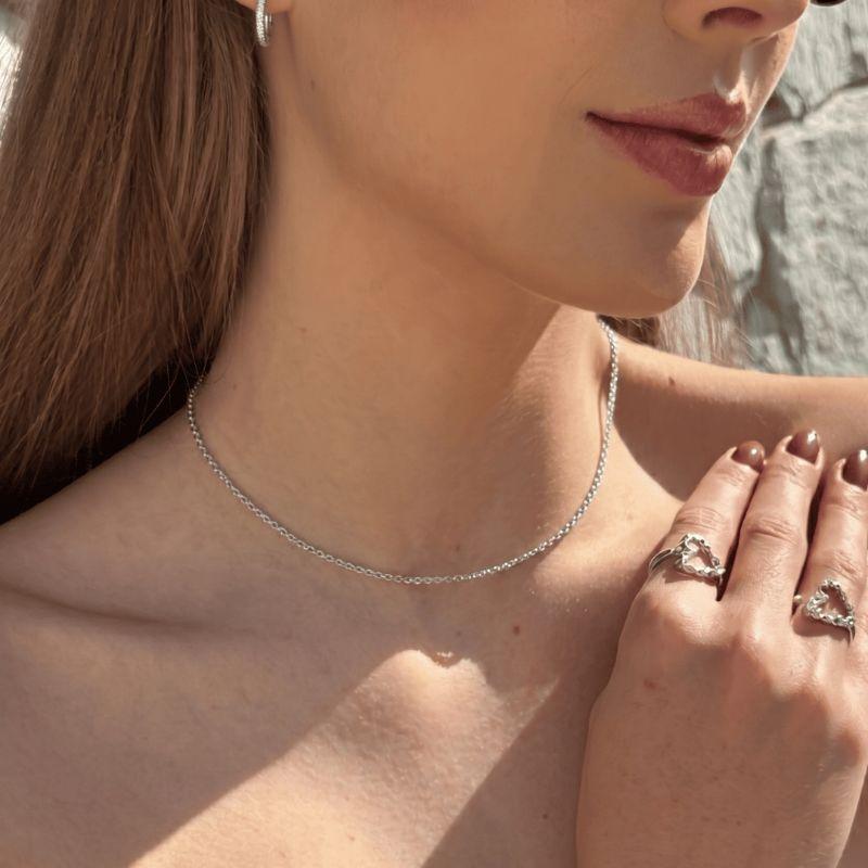 Colar Chocker Cordinha Brilhante Jardim Secreto 35CM Banhado Em Ródio