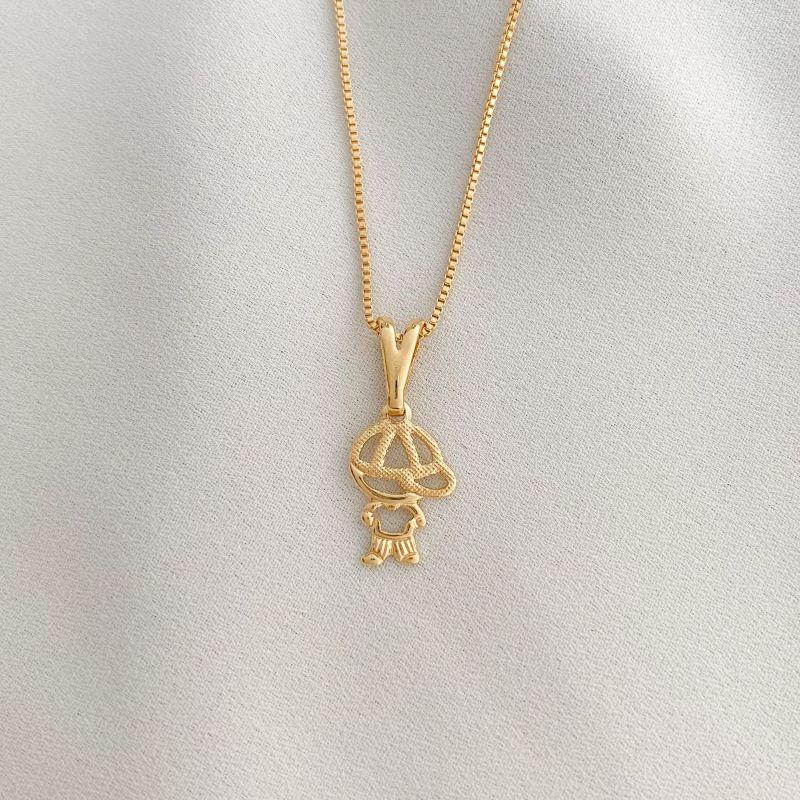 Colar Filho Menino Liso Craquelado Coleção Essencial 45CM Banhado Em Ouro