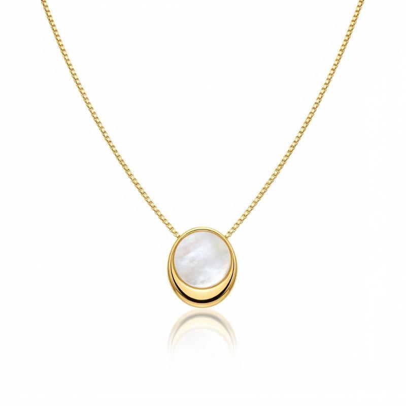 Colar Madreperola Oval Conceitual Essencial 45CM Banhado Em Ouro